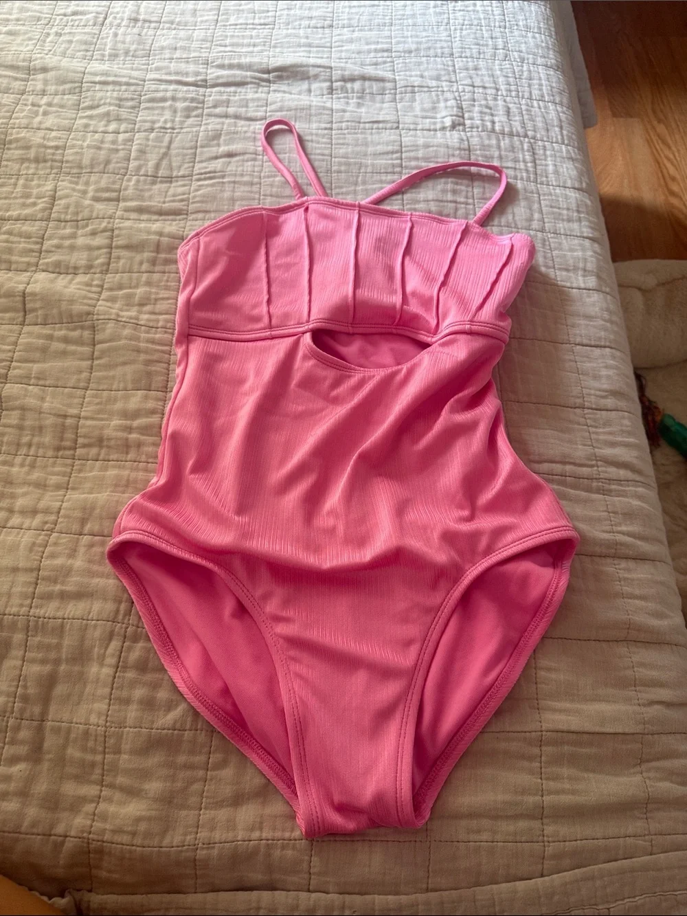 Cat & Jack Pink Ribbed Girls' One-Piece Swimsuit with Front Cutout